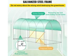 Estufa Tipo Túnel SucceBuy 457,2 x 213,36 x 213,36 cm Estufa Caminhável, Estrutura Galvanizada e Cobertura Impermeável