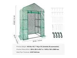 Estufa Tipo Túnel SucceBuy com Prateleiras 140,21 x 73,15 x 204,22 cm