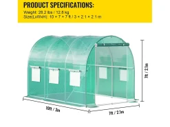 Estufa Tipo Túnel SucceBuy 304,8 x 213,36 x 213,36 cm, Estrutura Galvanizada, Cobertura Impermeável