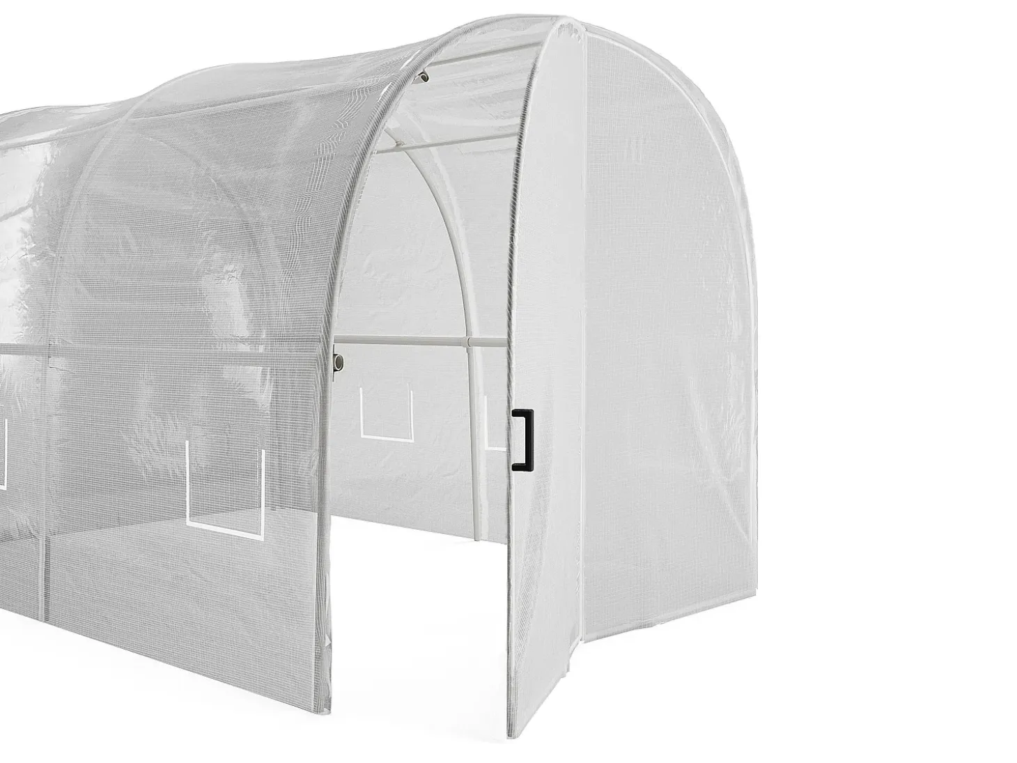 Estufa túnel com estrutura em aço galvanizado e porta 18 m² C600xL300xA200 cm ALOCASIA