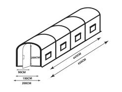 Estufa túnel com estrutura em aço galvanizado e porta 9 m² C450xL200xA200 cm ALOCASIA