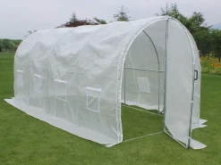 Estufa túnel com estrutura em aço galvanizado e porta 9 m² C450xL200xA200 cm ALOCASIA