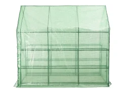 Estufa/tenda de cultivo ao nível do solo para plantas flores e vegetais com 12 prateleiras de aço 143 x 214 x 196 cm verde 02_0044655