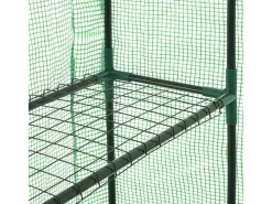 Estufa/tenda de cultivo ao nível do solo para plantas flores e vegetais com 12 prateleiras de aço 143 x 214 x 196 cm verde 02_0044655