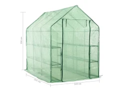 Estufa/tenda de cultivo ao nível do solo para plantas flores e vegetais com 12 prateleiras de aço 143 x 214 x 196 cm verde 02_0044655