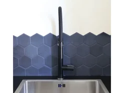 Exil Torneira misturadora de cozinha com ducha extraível preto e efeito aço inoxidável Essebagno
