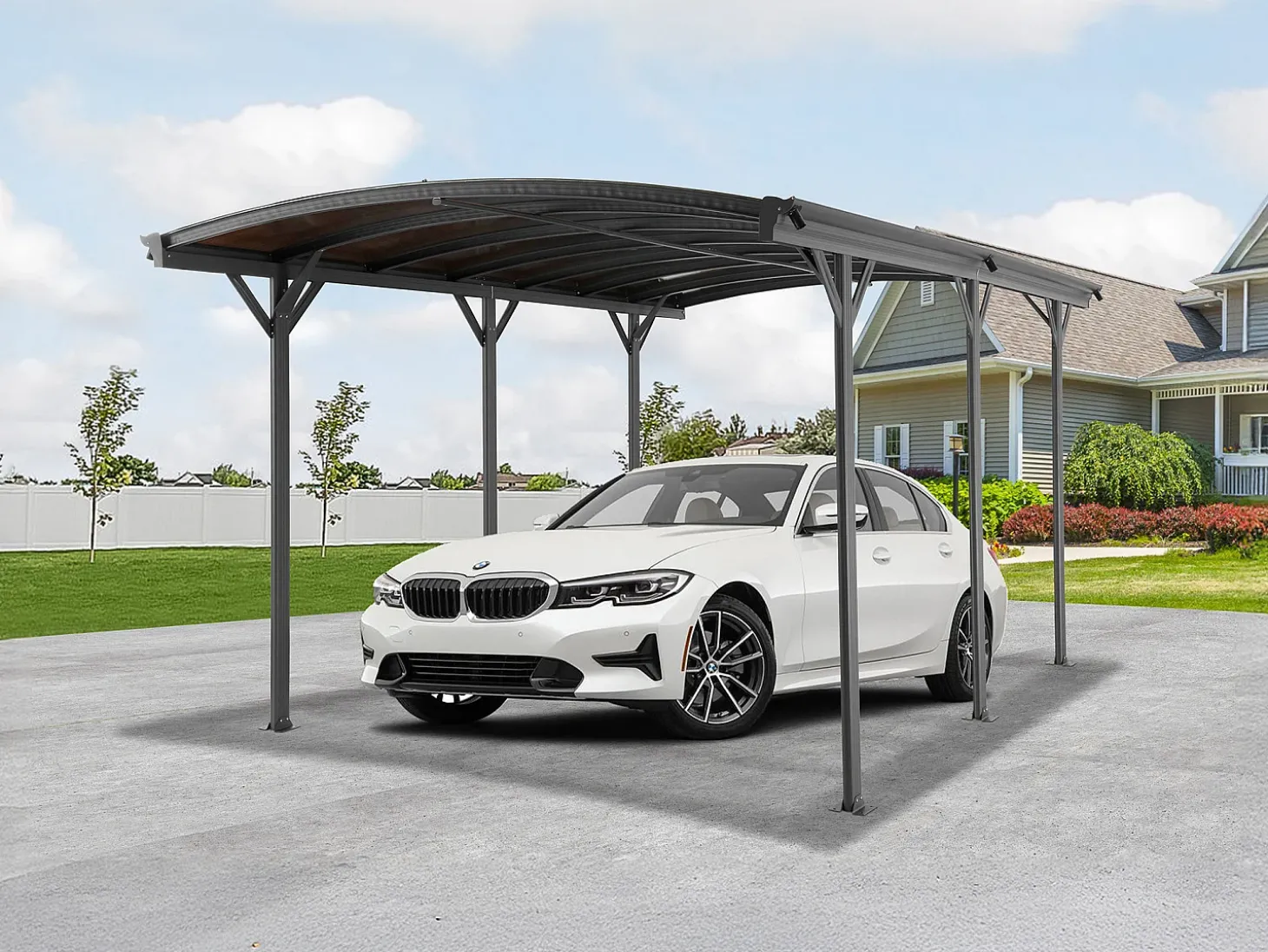 Extensão para abrigo para carro alumínio, 1 viatura, 15,15 m², cinza antracite BARESA