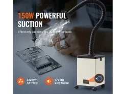 Extrator de Fumaça SucceBuy de Solda 150 W Filtros de 3 Estágios 332 m³/h, Absorvedor de Fumaça de Solda Compacto para Solda Gravação Bricolage Salão de Beleza