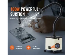 Extrator de Fumaça SucceBuy de Solda 100 W, Filtro de 3 Estágios, Fluxo de Ar 240 m³/h, Absorvedor de Fumaça de Solda Compacto para Solda