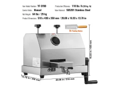 Extrator de Suco de Cana-de-Açúcar SucceBuy, Capacidade de 50 kg/h, 3 Rolos, Extrator de Suco Manual