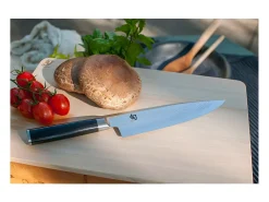 Faca de Cozinha Shun Classic 20cm Damasco 32 Camadas Pakka Wood