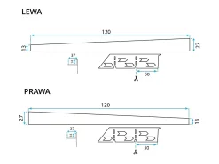 Faixa De Base De Chuveiro Inclinada Rea 120Cm Left Brush Gold