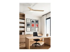Faro Barcelona - Ventilador de Teto Punt M LED Branco/Maple - Motor DC Silencioso, Luz LED Regulável, Controle Remoto