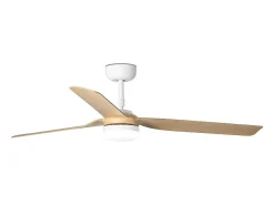 Faro Barcelona - Ventilador de Teto Punt M LED Branco/Maple - Motor DC Silencioso, Luz LED Regulável, Controle Remoto