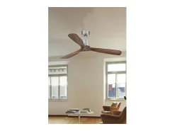 Faro Barcelona - Ventilador de teto Lantau L em aço/madeira - Motor CC silencioso, sem luz, controle remoto, 6 velocidades
