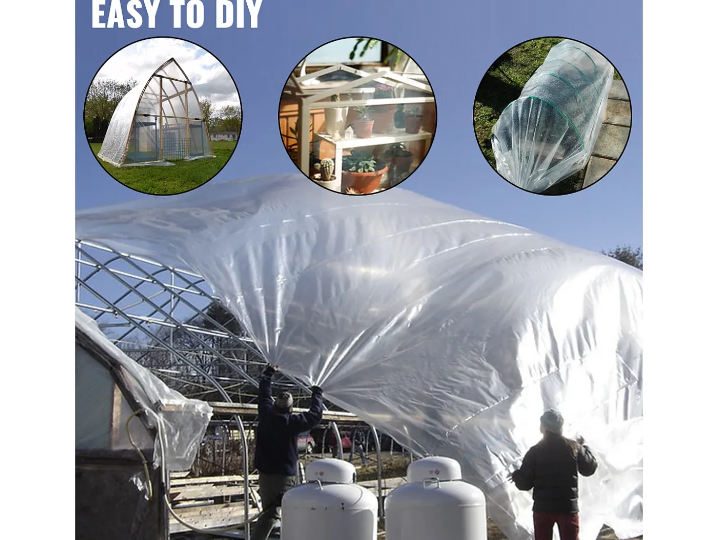 Filme de Estufa SucceBuy, 2.4x7.62 m, Plástico Transparente Resistente aos UV, Protetor para os Projetos Industriais, Residenciais e Agrícolas