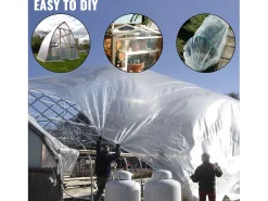 Filme de Estufa SucceBuy, 4,5 x 12,2 m, Plástico PE, Polietileno para Estufa, Lona Transparente, Manter Quente