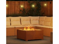 Fire Pit Castanho 80 x 80 x 40 cm Aço resistente às intempéries