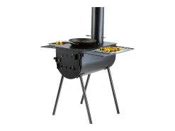 Fogão a Lenha Portátil SucceBuy, 262 cm, Fogão de Acampamento para Churrasco com Tubos para Uso Externo