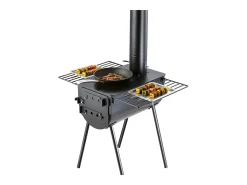 Fogão a Lenha Portátil SucceBuy, 262 cm, Fogão de Acampamento para Churrasco com Tubos para Uso Externo