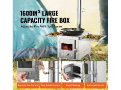 Fogão a Lenha Portátil SucceBuy para Acampamento, Em Aço Inoxidável com Tubos de Chaminé