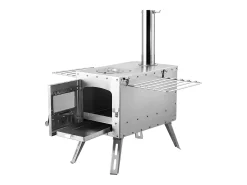 Fogão a Lenha Portátil SucceBuy para Acampamento, Em Aço Inoxidável com Tubos de Chaminé