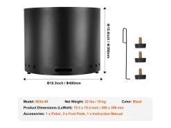 Fogão a Lenha sem Fumo SucceBuy Bonfire, 490 mm de Diâmetro, em Aço Inoxidável