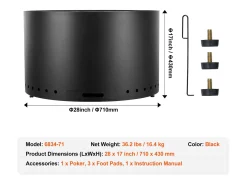 Fogão a Lenha sem Fumo SucceBuy Bonfire, 710 mm de Diâmetro, em Aço Inoxidável