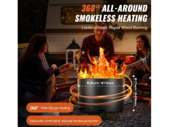 Fogão a Lenha sem Fumo SucceBuy Bonfire, 710 mm de Diâmetro, em Aço Inoxidável