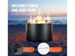 Fogão a Lenha sem Fumo SucceBuy Bonfire, 710 mm de Diâmetro, em Aço Inoxidável