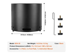 Fogão a Lenha sem Fumo SucceBuy Bonfire, 380 mm de Diâmetro, em Aço Inoxidável