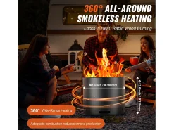 Fogão a Lenha sem Fumo SucceBuy Bonfire, 380 mm de Diâmetro, em Aço Inoxidável