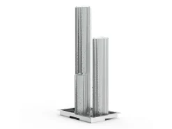 Fonte de exterior em aço inoxidável - 3 colunas - L. 49 x A. 98 cm - Prateado - PAMORA