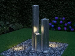 Fonte de exterior em aço inoxidável - 3 colunas - L. 49 x A. 98 cm - Prateado - PAMORA
