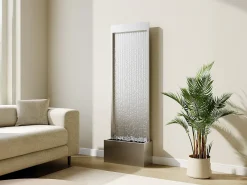 Fonte de exterior em aço inoxidável e vidro com LED, L. A.183 cm, Prateado, PANGA
