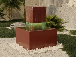 Fonte de exterior em aço inoxidável e vidro A65 cm terracota - CARDINA