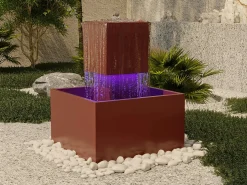 Fonte de exterior em aço inoxidável e vidro A65 cm terracota - CARDINA