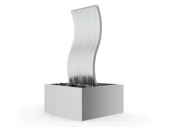 Fonte de exterior ondulada em aço inoxidável, L. 60 x H.110 cm, Prateado, ONDARA