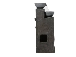 Fonte de jardim para jardim e pátio - 33,5 x 30,5 x 77,5 cm - com LEDs + bomba de água - Resina - cinza