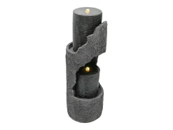 Fonte de jardim para jardim e pátio - 34,5 x 34,5 x 100,5 cm - com LEDs + bomba de água - Resina - cinza