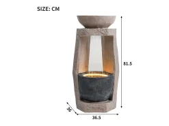 Fonte de jardim para jardim e pátio - 36,5 x 36 x 81,5 cm - com LEDs + bomba de água - Resina - bege