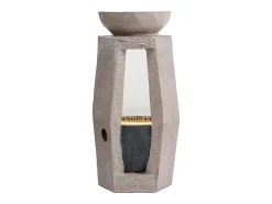 Fonte de jardim para jardim e pátio - 36,5 x 36 x 81,5 cm - com LEDs + bomba de água - Resina - bege