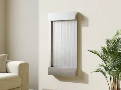 Fonte de parede exterior interior aço inoxidável LED, L. 56.5 x H. 112 cm, Prateado, SOLINA
