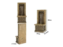 Fonte decorativa de jardim com suporte - 37 x 31,5 x 89 cm - estilo antigo - 3 bacias com água corrente - Resina - marrom