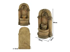 Fonte decorativa de jardim com suporte - 50 x 32 x 90 cm - estilo antigo - para jardim/lago/pátio/varanda - Resina - marrom