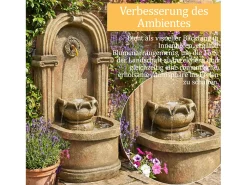 Fonte decorativa de jardim com suporte - 50 x 32 x 90 cm - estilo antigo - para jardim/lago/pátio/varanda - Resina - marrom