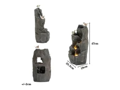 Fonte externa para jardim/terraço/varanda/gramado - 25,5 x 19 x 47 cm - com LEDs - Resina - cinza