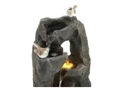 Fonte externa para jardim/terraço/varanda/gramado - 25,5 x 19 x 47 cm - com LEDs - Resina - cinza