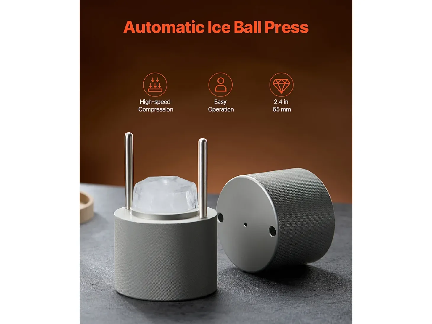 Forma de Gelo SucceBuy Prensa de Gelo Ice Diamond, Máquina de Bolas de Gelo de 6.5cm, Kit de Prensa de Gelo para Uísque, Perfeito para Uso Doméstico