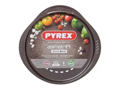 Forma para pizza Pyrex 32 cm em metal perfurado antiaderente com pega ergonómica chocolate